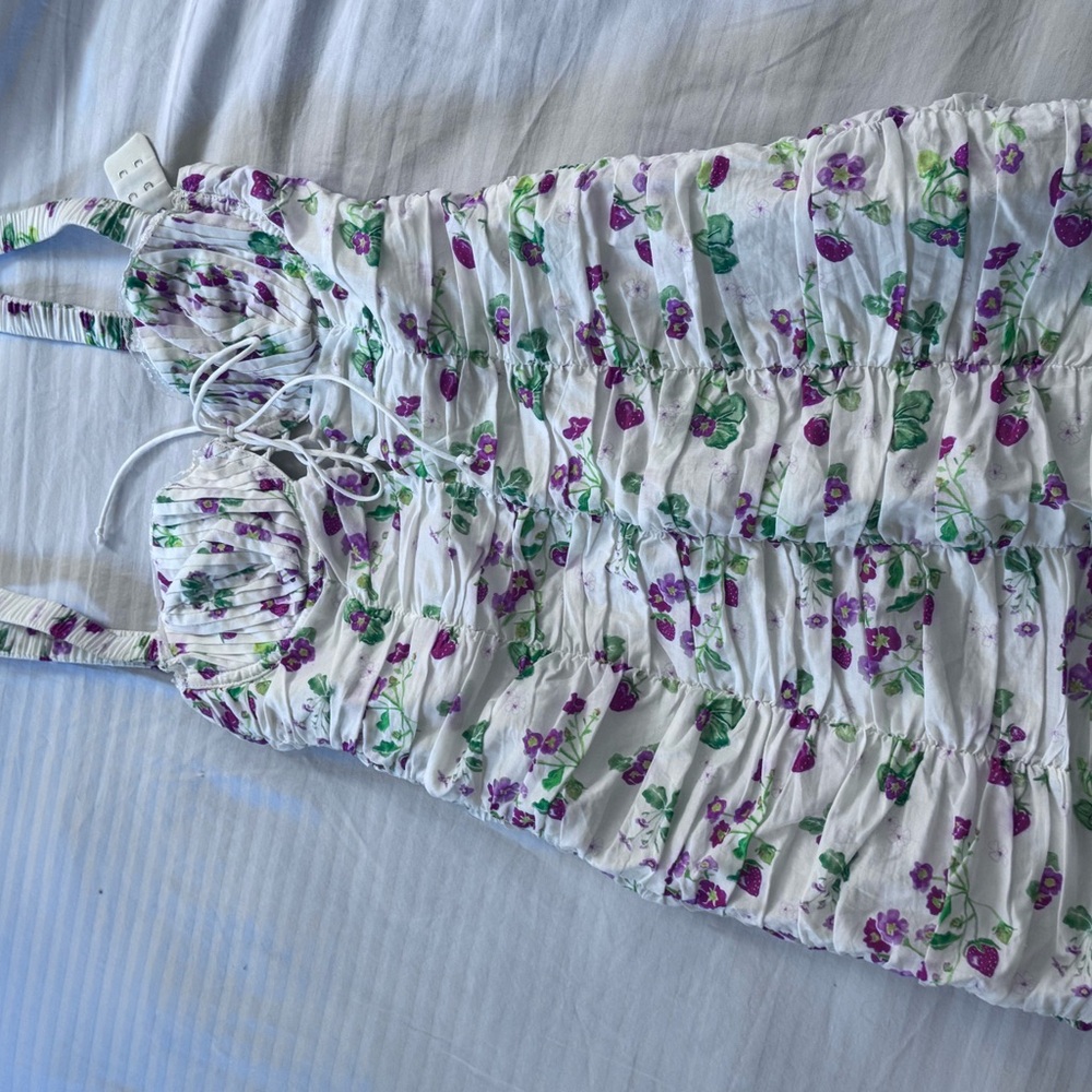 For Love And Lemons White and Purple Floral Mini Dress